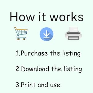 May include: How it works: Purchase the listing, download the listing, print and use.