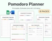 POMODORO Planner, Editable Productivity Planner A4,A5 PDF, Student Project Planner, Printable To Do List, Daily Pomodoro Time & Task Tracker