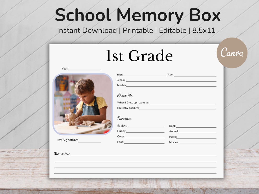 School Memory Box Templates, Kids Memory Box, Milestone Memory Box ...