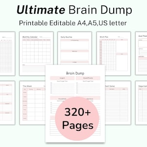 Brain Dump Printable Template, ADHD Brain Dump Planner, Thoughts Organizer, Priority Matrix, Journal Printable, Digital Download PDF, ADHD