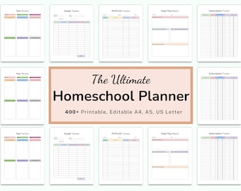 Homeschool Planner Printable PDF, Weekly Lesson Plans Template, Academic Planner, Teacher Homeschool Schedule, Digital Download, Printable