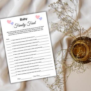 Gioco Baby Shower Family Feud, Gioco Baby Family Feud, Quiz Divertente per Baby Shower, Domande Trivia per Bambini, Attività per Baby Shower, Stampabile