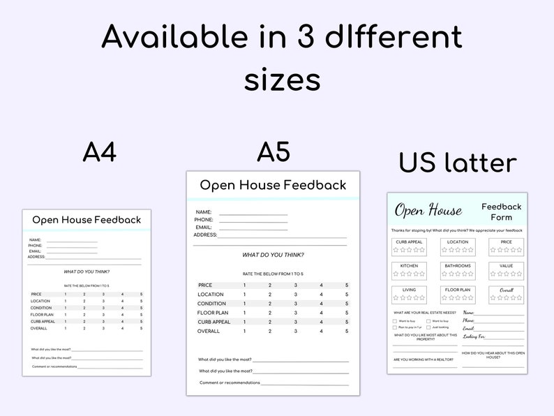 Open House Feedback Form Printable, Canva Template, Realtor Open House ...