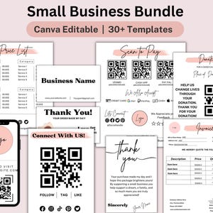 Lot de modèles de salons d'artisanat, lot d'enseignes modifiables pour petites entreprises, formulaire de commande imprimable, modèle de liste de prix et de numérisation pour payer, code QR d'enseigne SVG