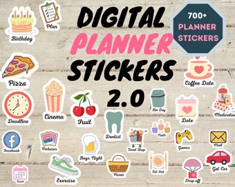 Digital Planner Digital Stickers - 700+ Stickers, Goodnotes file, Every Day Life Icons, PNGs Digital Stickers, Pre-cropped iPad Stickers