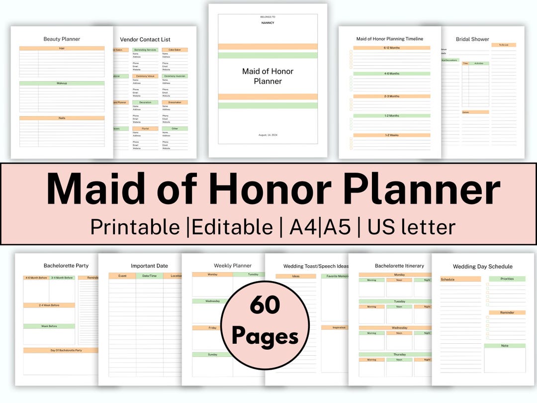 Maid OF Honor Checklist Printable, Bridesmaid Planner PDF, Will You Be ...
