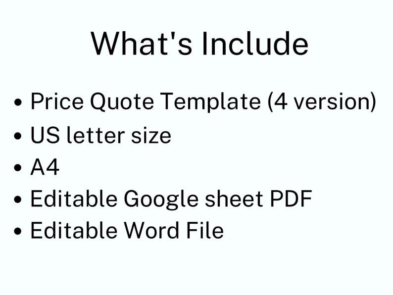 PRICE QUOTE Template Printable, Small Business Price Quotation Form ...