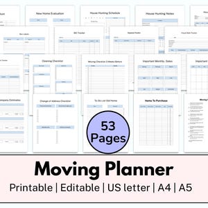 Planer przeprowadzki, lista kontrolna przeprowadzki pdf, segregator przeprowadzki, prezent przeprowadzkowy, lista przeprowadzkowa, lista kontrolna przeprowadzki do druku, planer porządkowania, INSTANT PDF