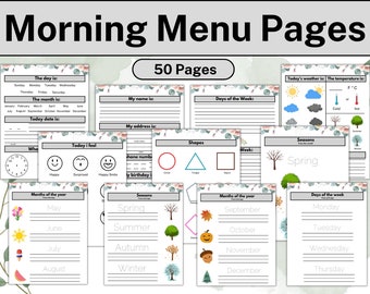 PRESCHOOL Morning Menu, Homeschool Morning Menu, Morning Menu Kindergarten, Homeschool Printable, Preschool Binder