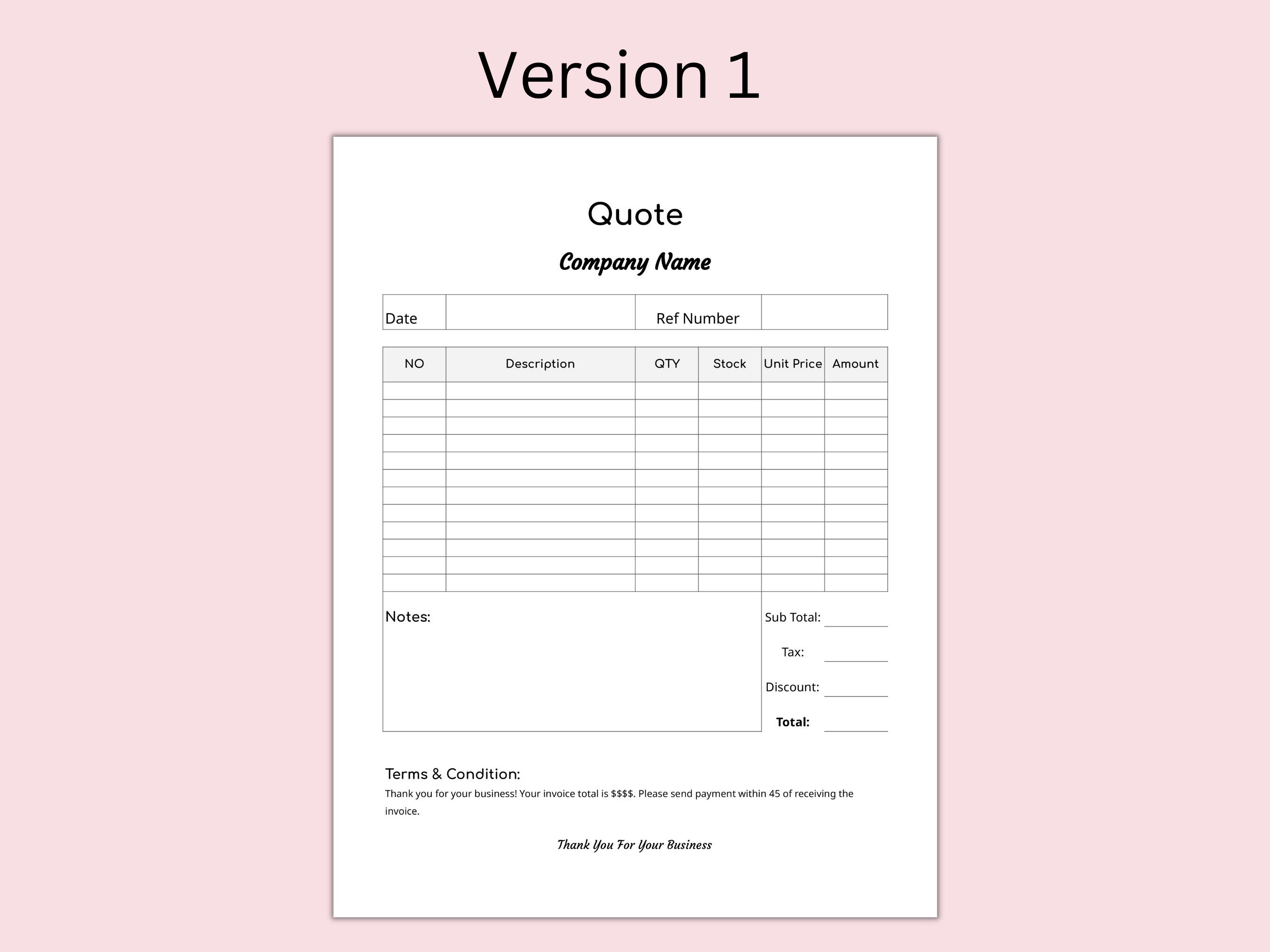 PRICE QUOTE TEMPLATE, Editable Quotation Form, Price Offer Document for ...