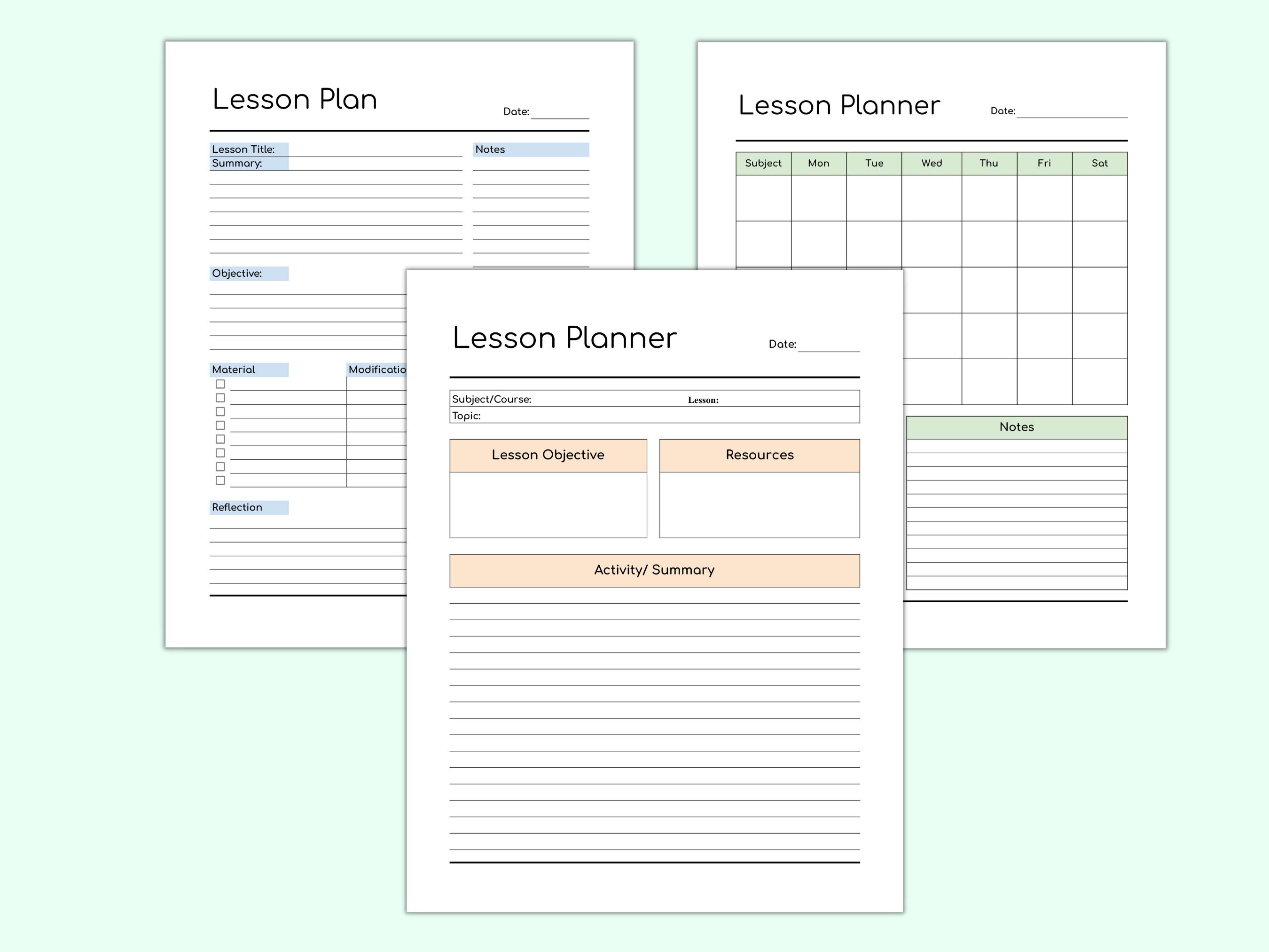 Printable Lesson Plan Template, Lesson Planner Bundle, Homeschool ...