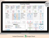 Cleaning Checklist Spreadsheet For Google Sheet, Cleaning Schedule, Weekly Cleaning Tracker, ADHD Cleaning Planner, Flylady Cleaning Tracker