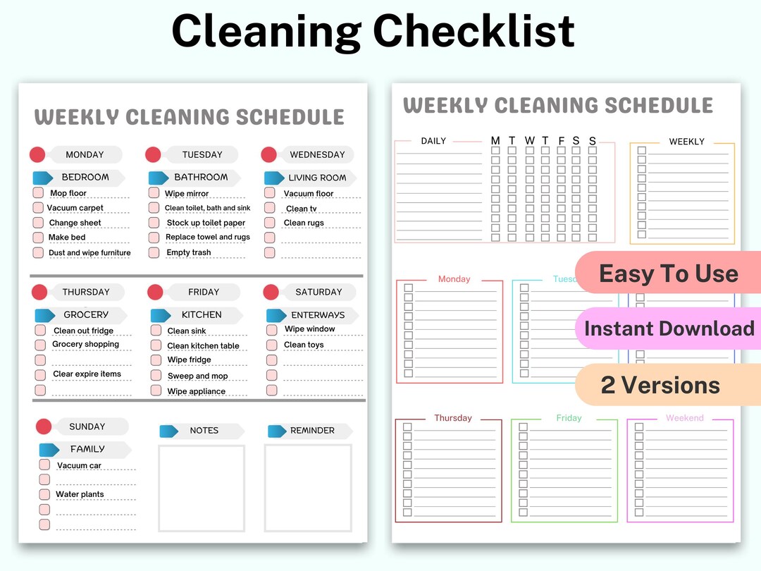 EDITABLE Cleaning Schedule Planner Canva Template, ADHD Cleaning ...