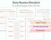Blank Daily Master Checklist Printable, Simple Checklist Template, Editable Daily Task, Responsibility Chore Chart, House Cleaning Checklist