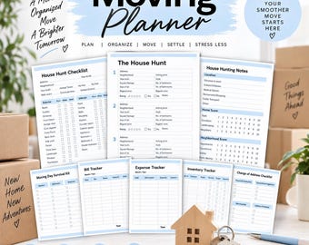 Editable Moving Planner Bundle, Moving Checklist, New Home Planner, Moving Day Checklist, Inventory Tracker, Moving List, Moving Organizer
