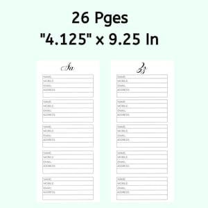 Refillable Address Book Google Sheet, Address Book Printable, Contacts ...