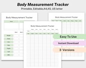 Weight Loss Tracker Printable Body Measurement Tracker,  Fitness Tracker A4, Health Tracker, Wellness Tracker, Printable Body Measurement A5