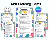 Kids Cleaning Cards Printable, Cleaning Schedule planner, House Keeping Checklist, House cleaning chores, Zone Cleaning, Fly Lady, Printable
