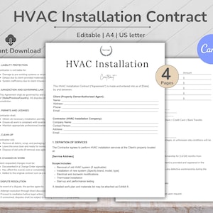 HVAC Installation Contract, Air Conditioner Services, Hvac Maintenance Contract, Hvac Service Form, Hvac Templates, Hvac Project Timeline