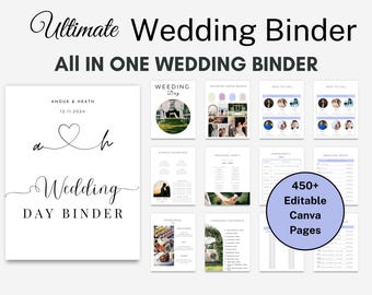 Wedding Day Binder Template Printable, Canva, Wedding Itinerary, Wedding Planner checklist, Wedding Day Timeline, Wedding Coordinator Binder