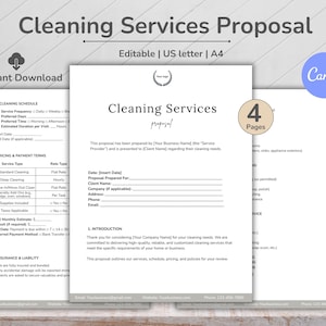 Cleaning Service Proposal Template, Cleaning Proposal, Commercial Cleaning Contract, Cleaning Business Forms, Housekeeping Forms, Printable
