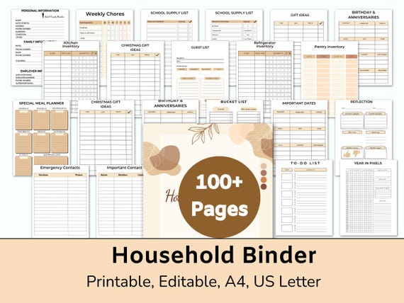 Home Binder, Household Binder, Home management Binder, Life Organizer, In Case Of Emergency Binder, Medical Binder, Family Planner, Digital