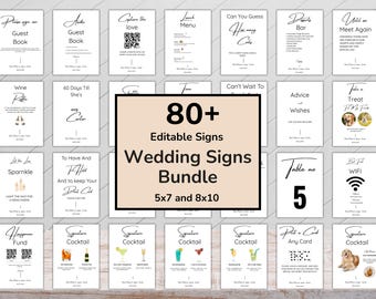 Minimalist Wedding Sign Bundle, Wedding Sign Set, Open Bar Sign, Reception Menu, , Photo Guestbook Sign, Event Signage, Wedding Signage Pack