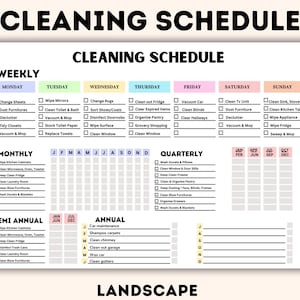 Flylady Printable Schedule, Editable Cleaning Schedule, Quarterly Check list Printable, Weekly Cleaning Check list, Deep Clean, Printable