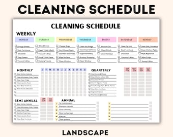 Flylady Printable Schedule, Editable Cleaning Schedule, Quarterly Check list Printable, Weekly Cleaning Check list, Deep Clean, Printable