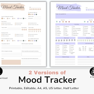 Wekelijks Mood Tracker-dagboek, Daily Mood Tracker, Symptom Tracker, Mood Chart, Mood Log, Symptom Tracker, ADHD Daily Planner, afdrukbare pdf