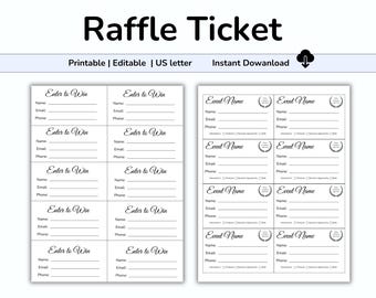 Editable Raffle Ticket Template, Enter To Win Form, Fundraiser Ticket, Custom Raffle Ticket, Name Address Phone, Fundraiser Ideas, Printable