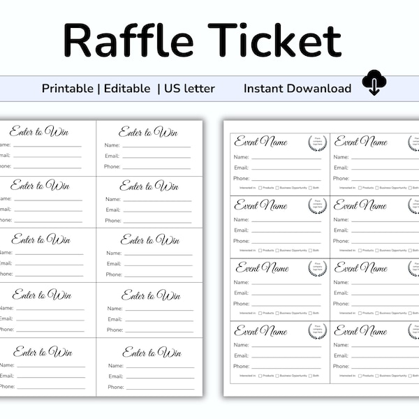 Form For Raffle Ticket for a Raffle - Etsy
