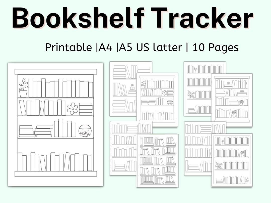 Book Shelf Reading Tracker Printable, Bookshelf Template, Bookshelf ...