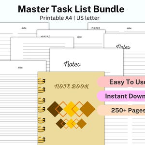Master Tasks Note Taking Template, Cornell Notes, Student Notes Dot Grid Lined Blank, College Note Taking, Lines Journal Pages, Printable