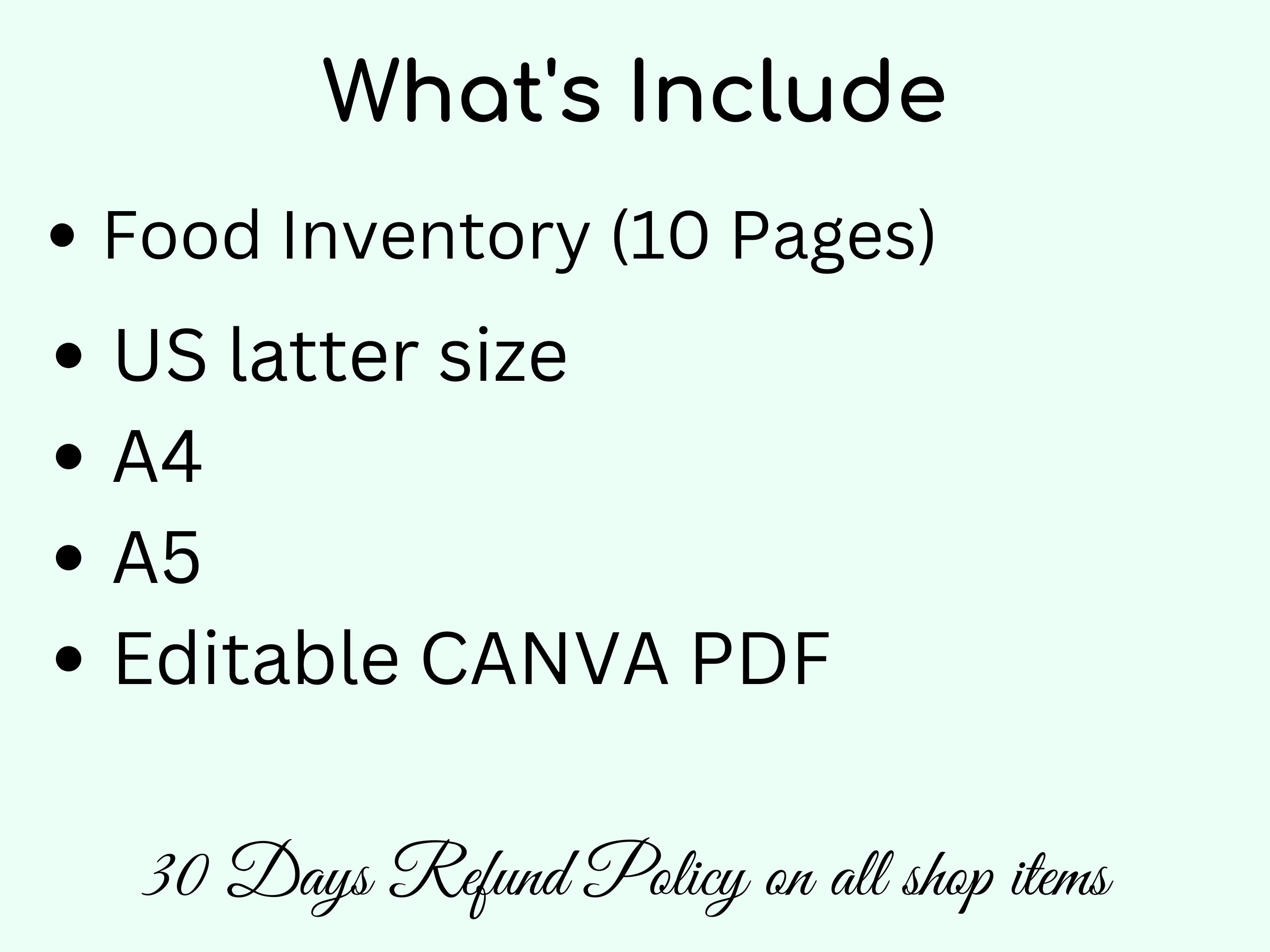 Editable Food Inventory Tracker, Kitchen Inventory, Pantry Inventory ...