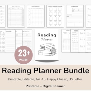 Book Reading Planner 2025 Printable, Book Reading Log Journal, Reading Goals, Book Shelf, Book Review Journal, Reading Challenges, Printable