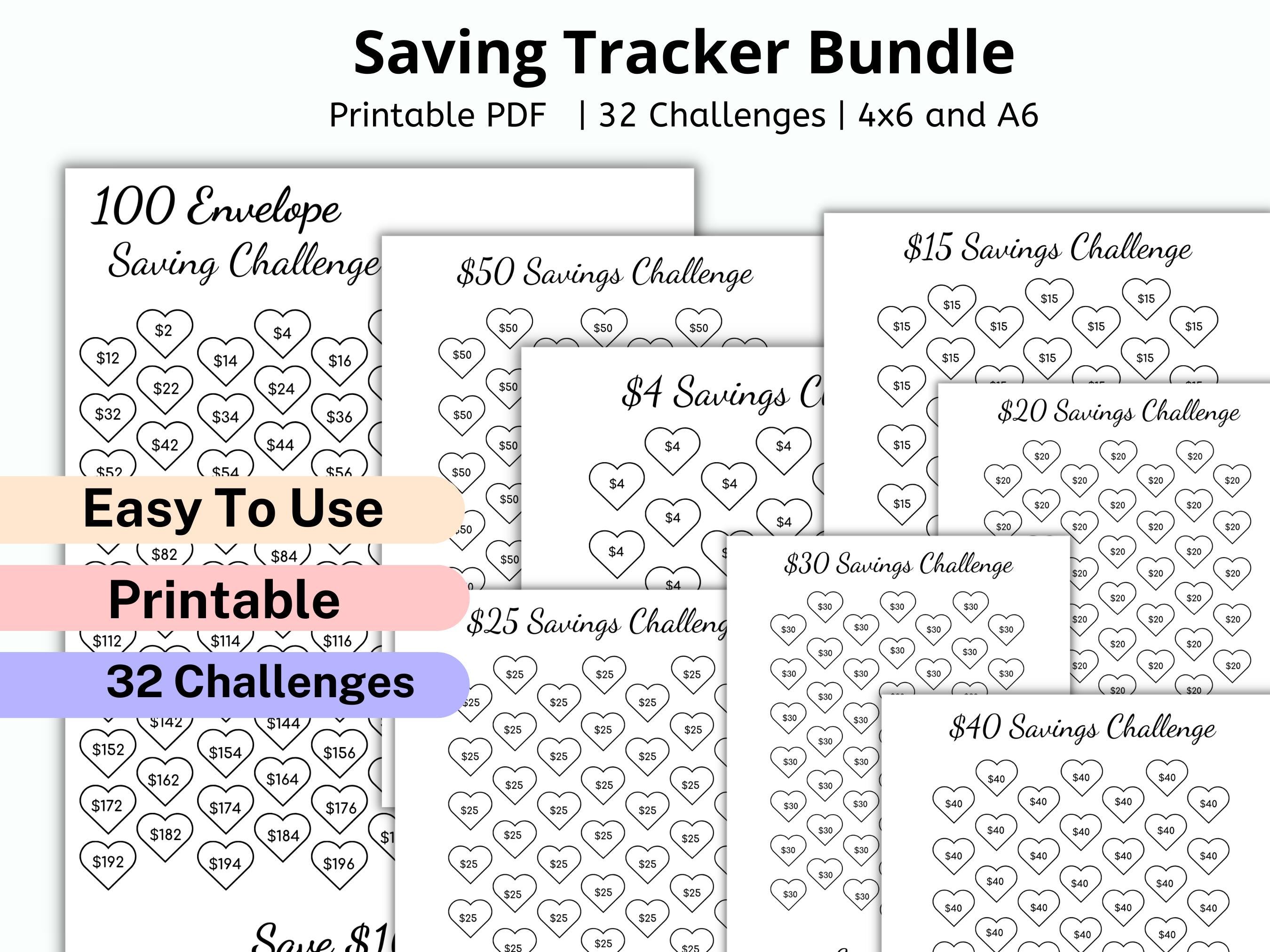 savings challeng スクエア ハリネズミ Nj_saving Money Savings Challenge 32 Pages Bundle, A6 Saving Tracker