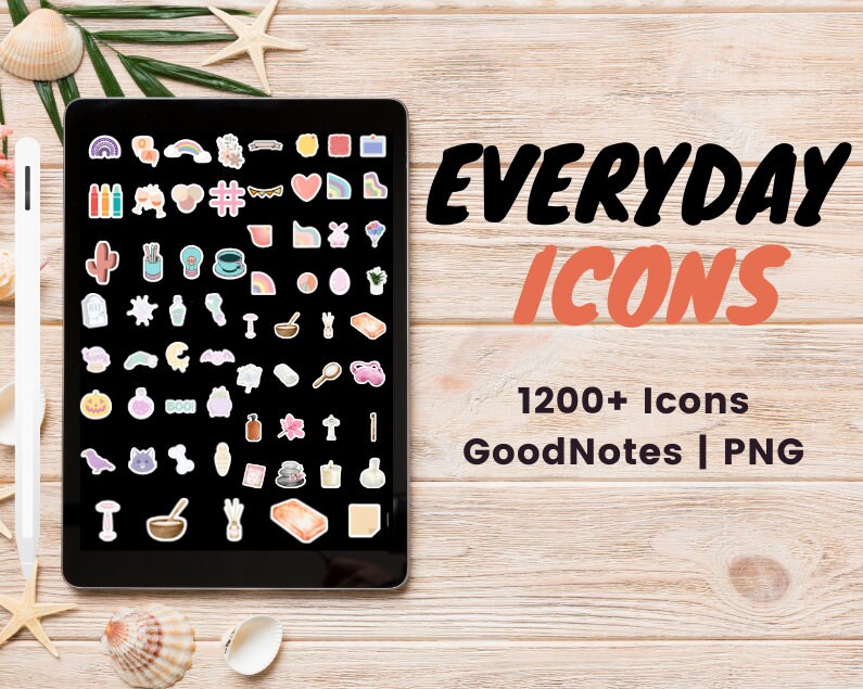 Everyday Life Icon GoodNotes Stickers, Digital Planner Digital Stickers - 1200+ Stickers, Pre-Cropped Individuals, PNGs Digital Stickers