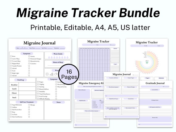 Migraine Tracker Printable, Symptom Tracker, Headache Diary, Daily Migraine Log, Chronic Illness, Medical Binder, Headache Journal, Headache