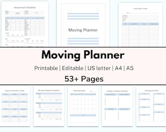 Editable Moving Planner Bundle, Moving Checklist, New Home Planner, Moving Day Checklist, Inventory Tracker, Moving List, Moving Organizer
