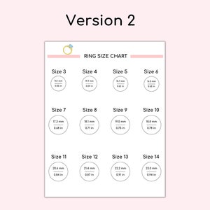 Printable Ring Size Chart Template, Ring Sizer, Ring Size Finder, Ring Size Guide, Ring Measure ...