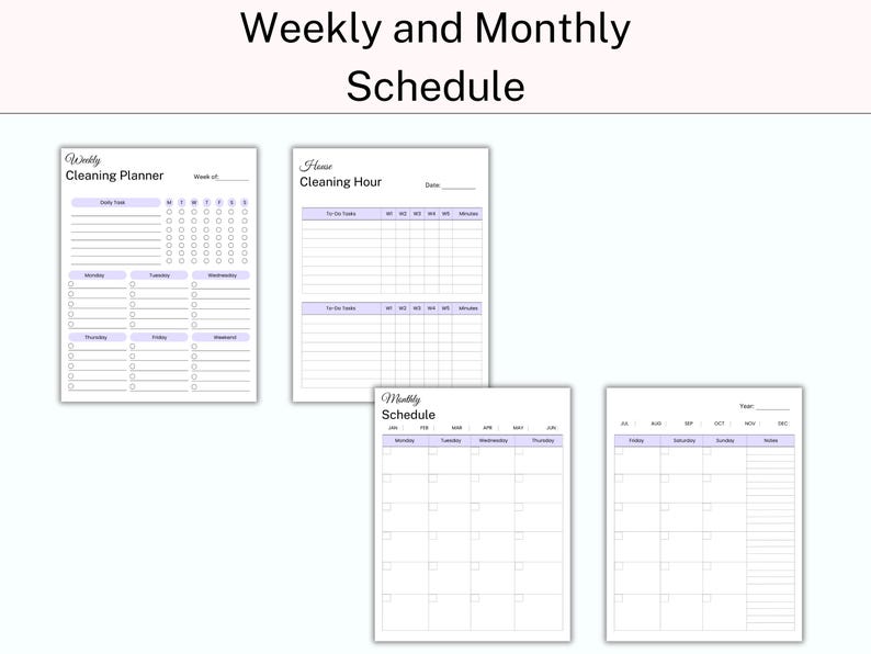 Weekly & Monthly Cleaning Schedule, Deep Clean Checklist, Fly Lady ...