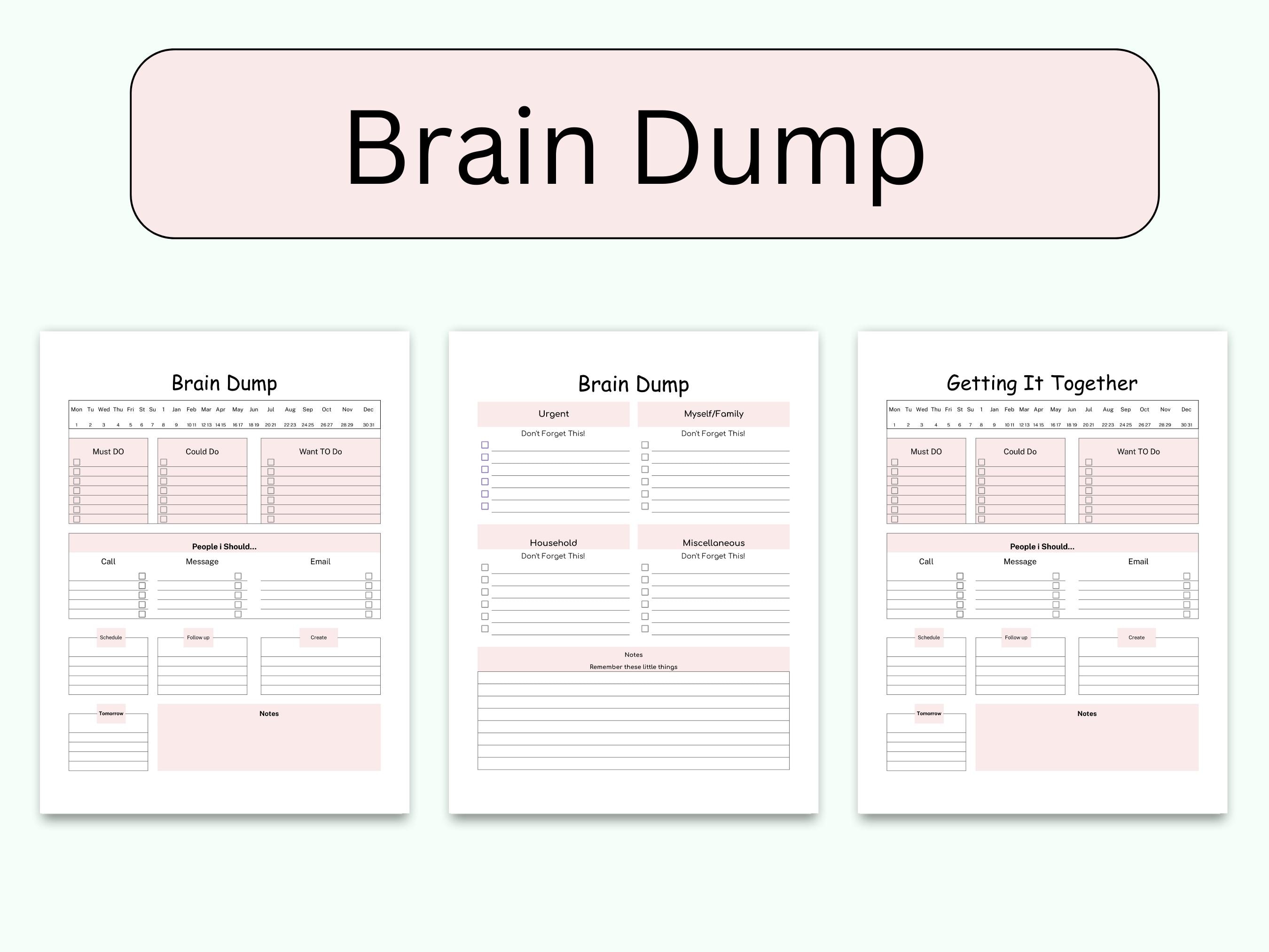 Brain Dump Printable PDF, ADHD Brain Dump, ADHD Daily Planner ...