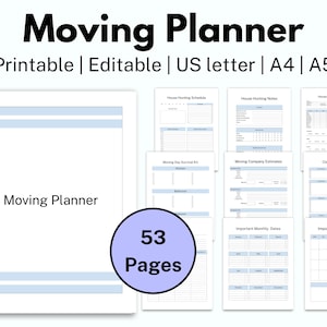 Moving Planner Printable, Moving Checklist PDF, Moving Gift, Moving Binder, Household, Relocation planner, Moving PDF, Instant Download