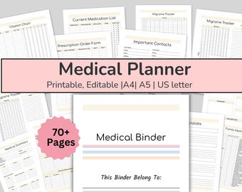 Medical Log, Medical Binder, Medical Planner Printable, Medical History Tracker, Medical Records, Medical Journal PDF, Health Binder Planner