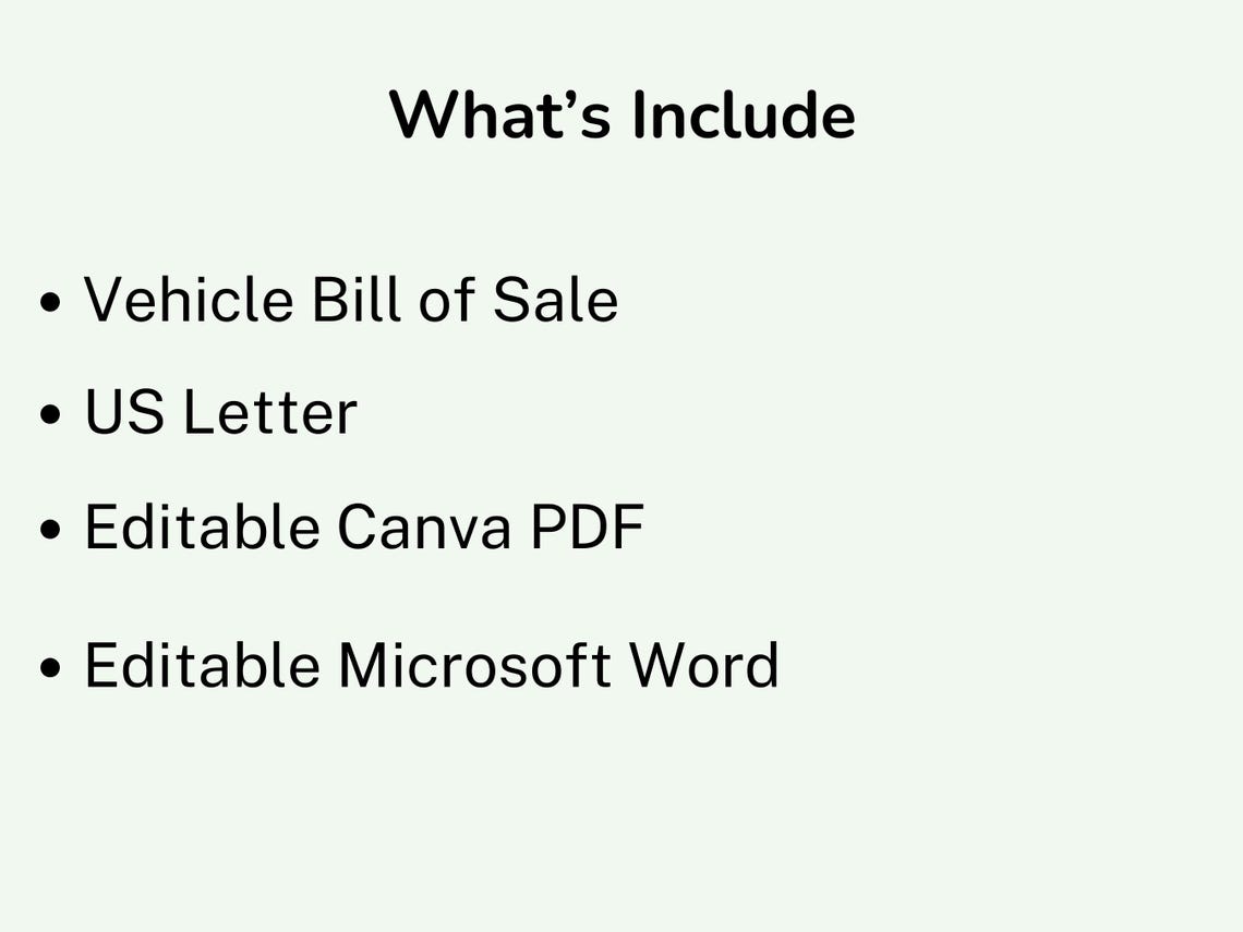 Vehicle Bill of Sale Template, Motor Vehicle Bill of Sale, Auto ...