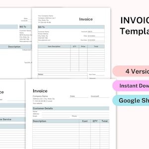 Invoice Template Word/Google Sheet, Invoice Excel Template, Receipt Template, Invoice Form, Small Business Billing Invoice, Instant Download