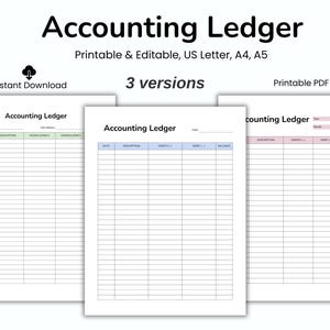 Printable Accounting Ledger: Small Business Bookkeeping (PDF, Google Sheet, MS Word)