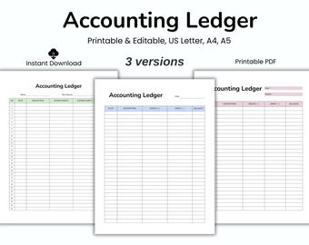 Printable Accounting Ledger: Small Business Bookkeeping (PDF, Google Sheet, MS Word)