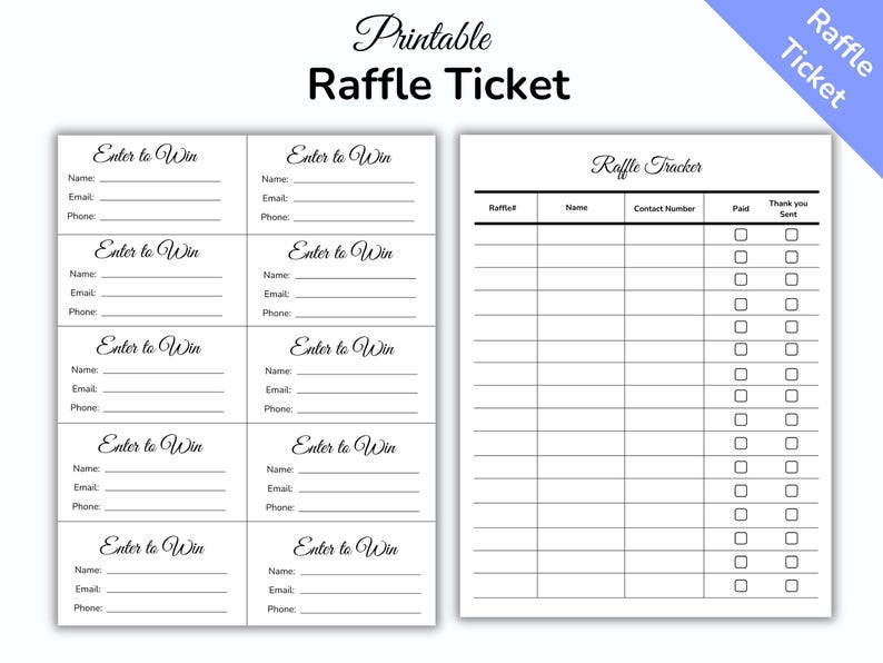 Editable Raffle Ticket Template, Enter to Win Form, Fundraiser Ticket ...